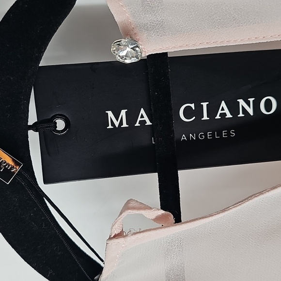 Marciano Nude Pink Vneck Flutter Sleeve Feminine Semi-sheer Blouse - Picture 5 of 8